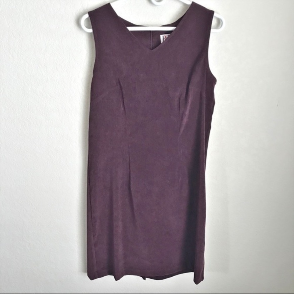 Vintage Faux Suede Maroon Sheath Midi Dress, 8